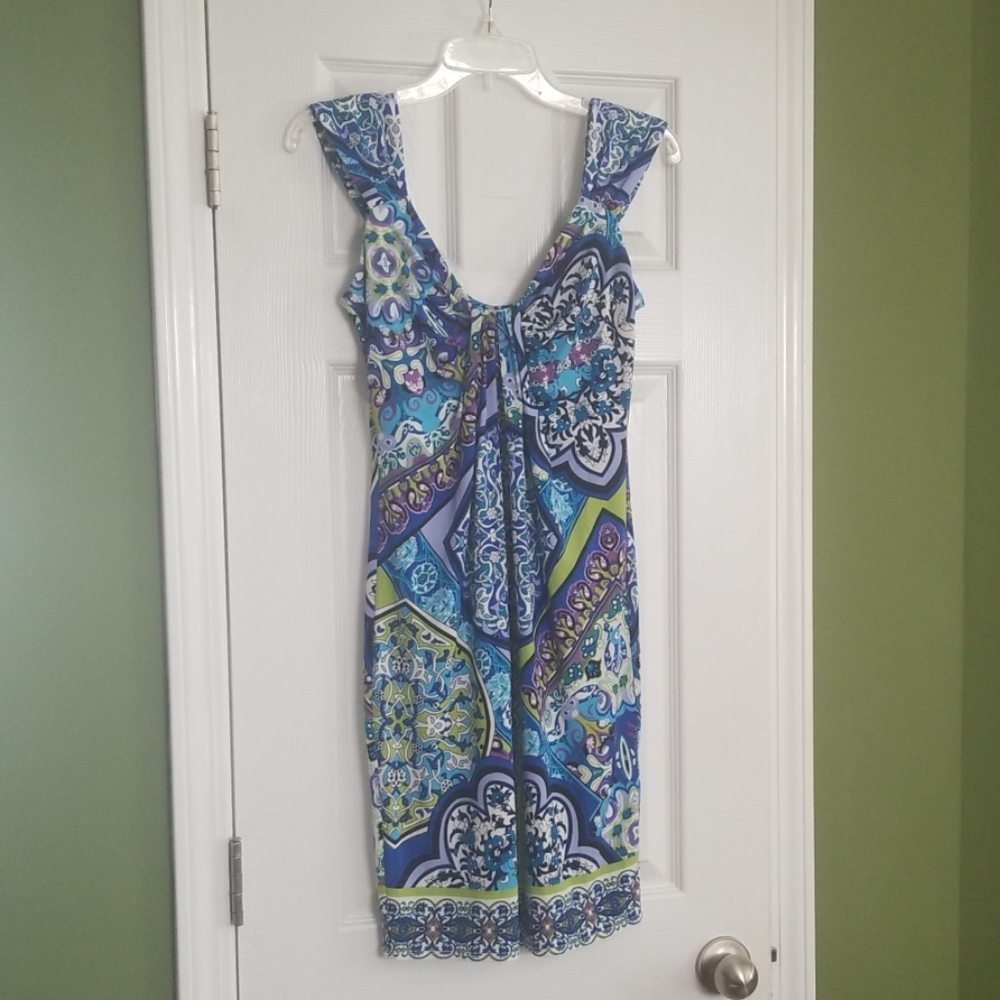 Blue, green, purple summer dress
